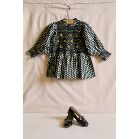 Bonjour  Handsmock blouse with crochet collar provencal print