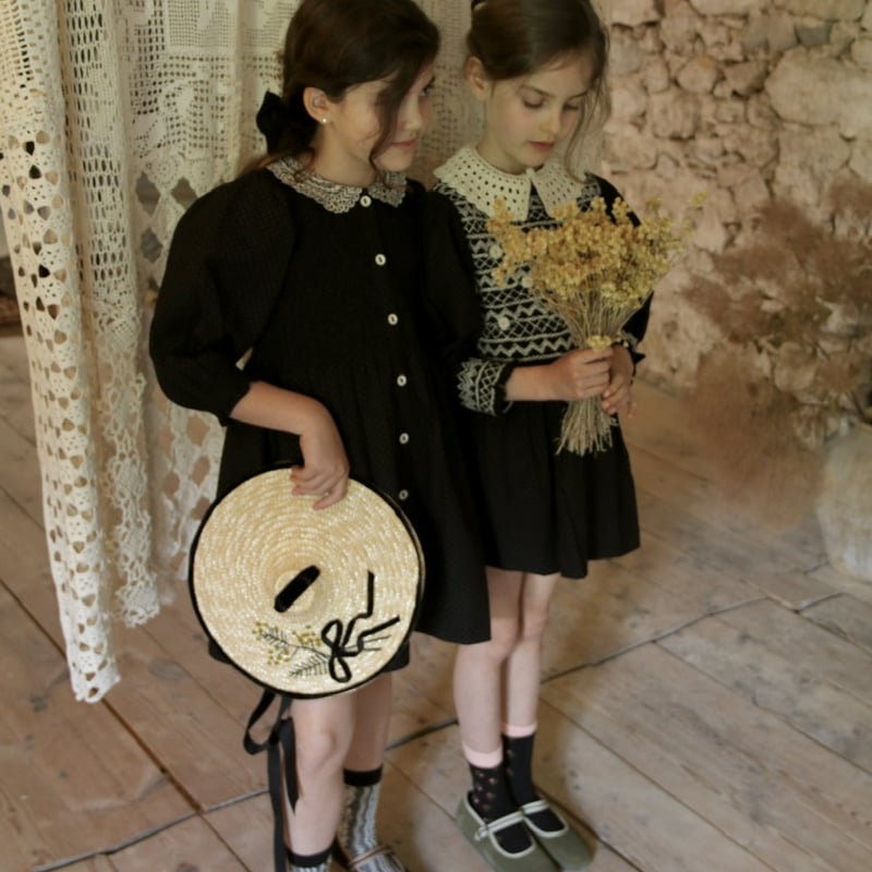 Bonjour Tunique with hair clip black dot print