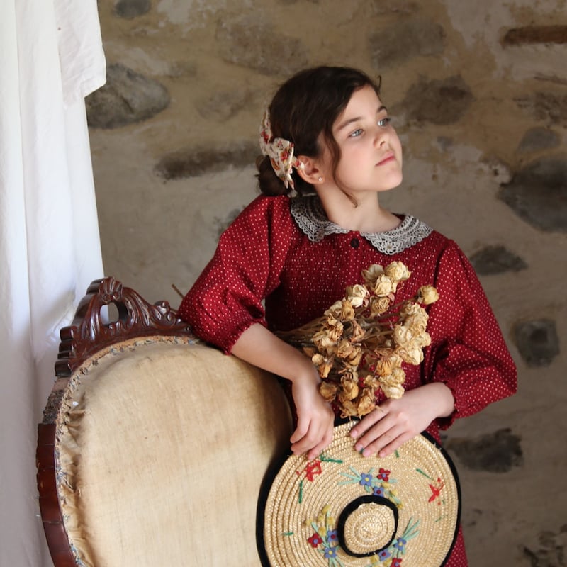 Bonjour Tunique with hair clip red wine dot pr