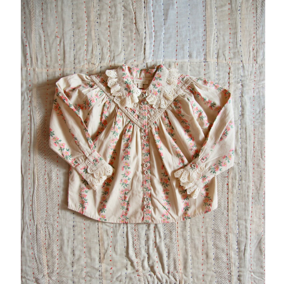 Bonjour IRIS BLOUSE Farandole stripes flowers