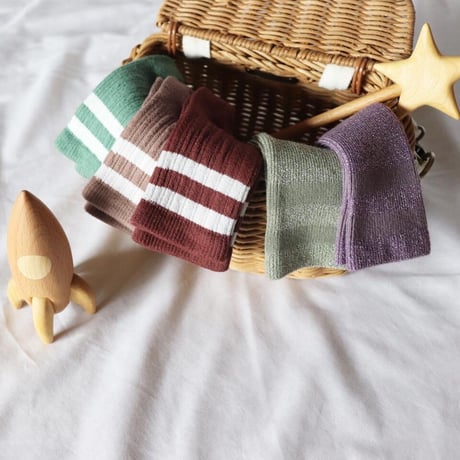 Collegien  Glitter Ribbed Varsity Crew Socks (sauge)