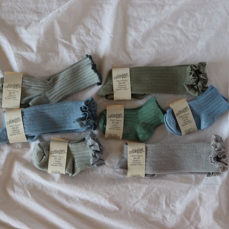 Collegien Plain Ribbed Ankle Socks【celadon】