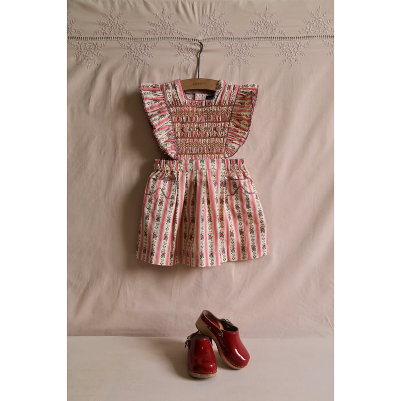 Bonjour Apron dress tapestry pink stripe print