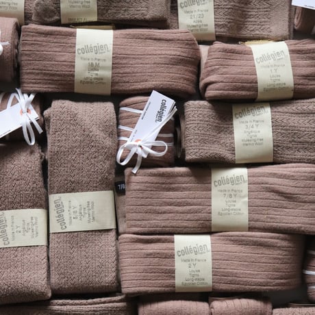 Collegien ◎Pointelle merino wool tights (Praline de Lyon)
