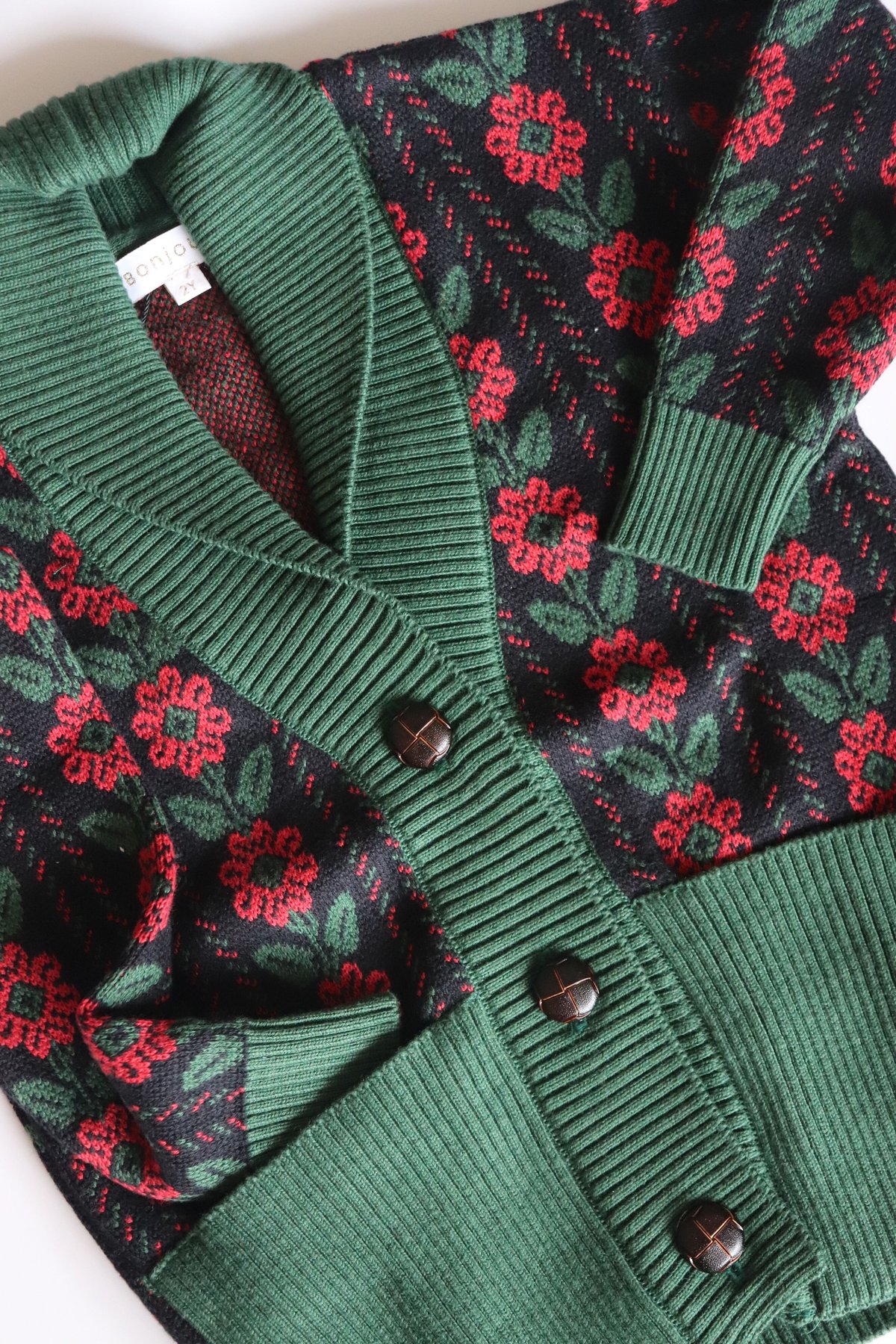 Bonjour Red Flower Cardigan | hanakao