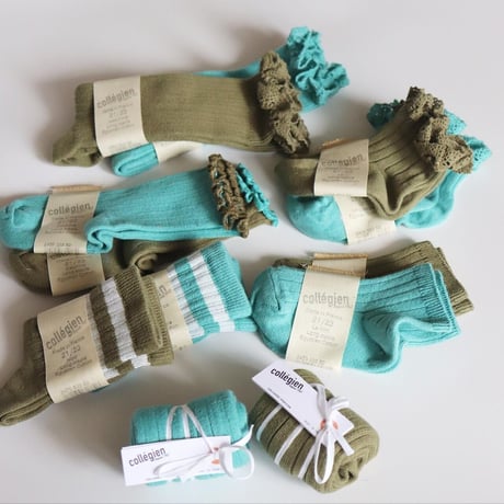 Collegien Lace Trim Knee High Socks 【Lagon】