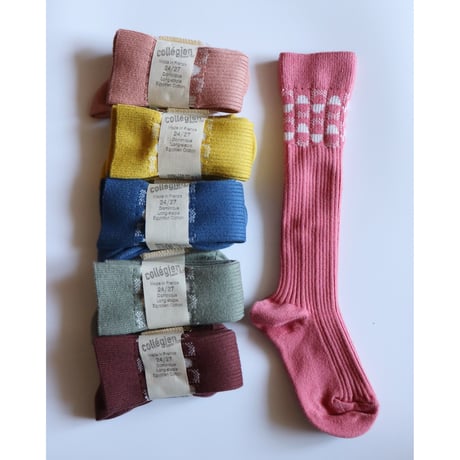 Collegien   Ribbed Art Deco Knee-high Socks【Bleu Saphir】