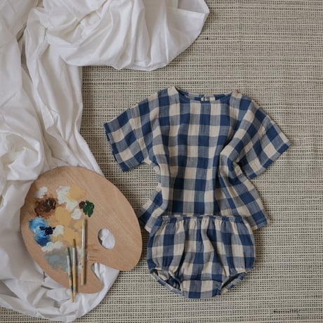 organic zoo   Pottery Blue Gingham Boxy T-shirt