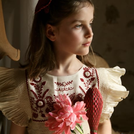 Bonjour  Dress pleated ivory taffetas