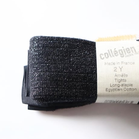 Collegien Glitter Ribbed Tights（Noir de charbon)