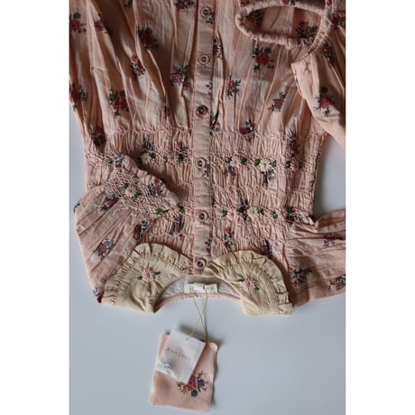 Bonjour  Romantique tunique Pink garden flowers print - cotton voile