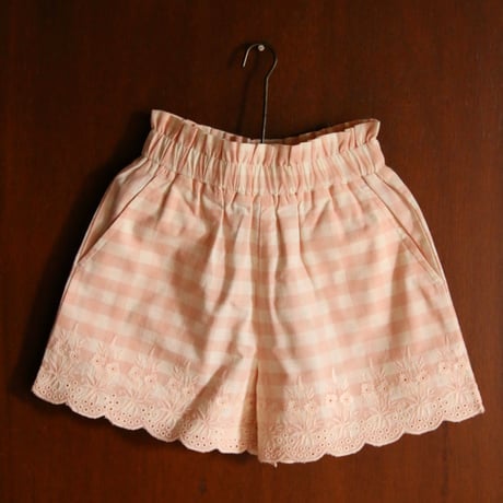 Bonjour  Shorts & top set Pink Vichy with small design eyelete emb