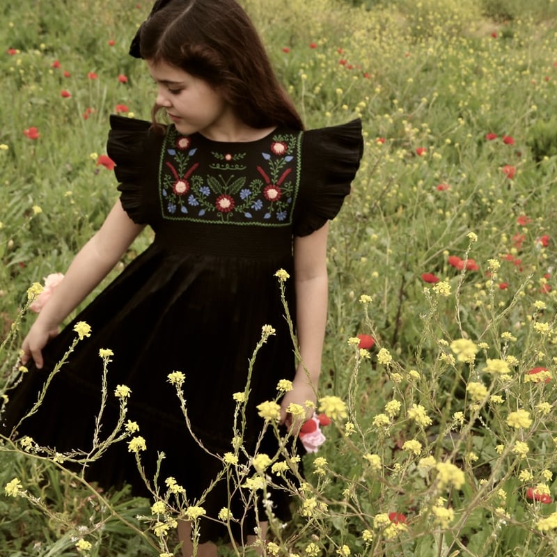 Bonjour Dress pleated black taffetas | hanakao