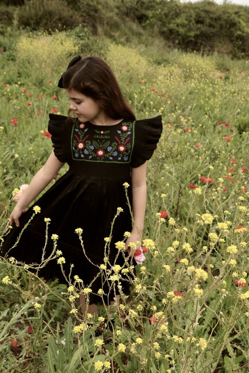 Bonjour Dress pleated black taffetas | hanakao