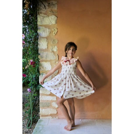 Bonjour  Tunique with hair clip Garden flowers print - cotton voile