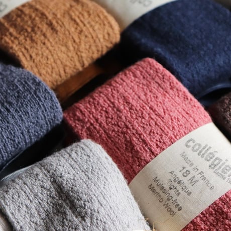 Collegien ◎Pointelle merino wool tights (Caramel au Beurre sale)