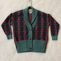Bonjour  Red Flower Cardigan