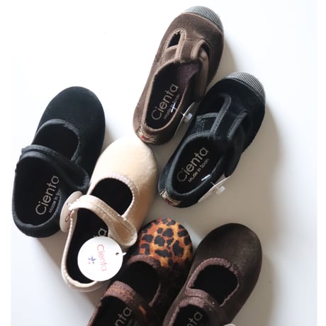 Cienta   Velcro Tstrap Shoes  (Black ベロア)
