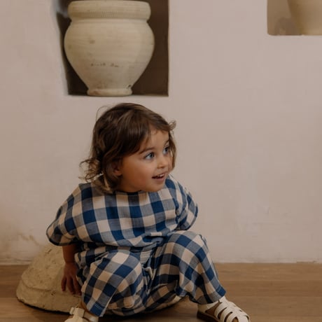 organic zoo   Pottery Blue Gingham Boxy T-shirt