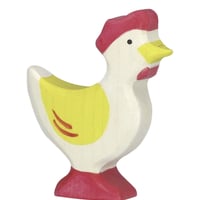 Holztiger  hen standing yellow