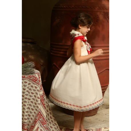 Bonjour  Skirt dress Natural cotton flex with multi color eyelet emb