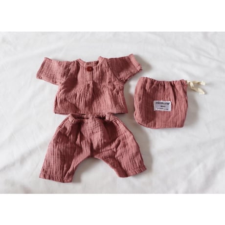 minikane DOLL CLOTHES Ensemble mao en cotton double gaze rose orchidee