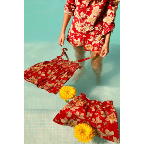 Bonjour  Short & top set Gaughin print - Vanilla dyed light canvas