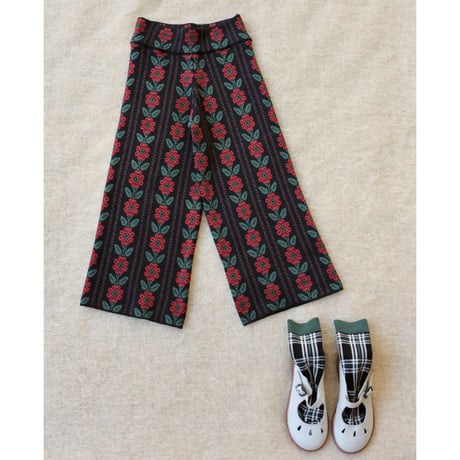 Bonjour  Red Flower pants