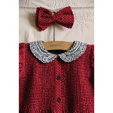 Bonjour  Tunique with hair clip red wine dot print