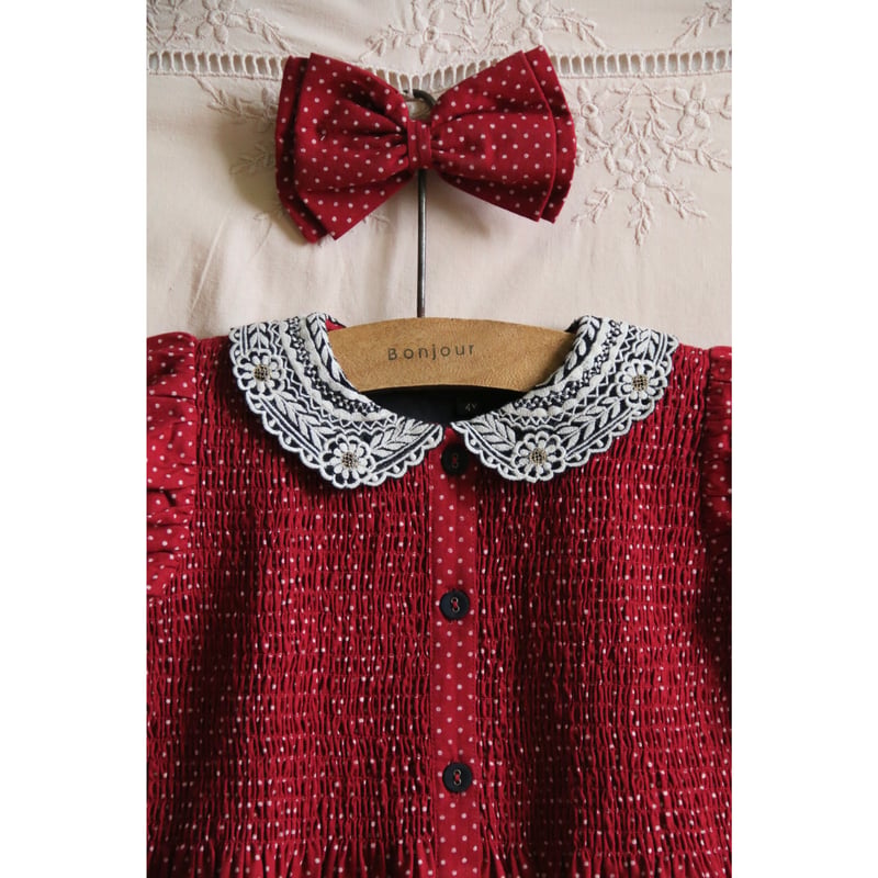 Bonjour Tunique with hair clip red wine dot pr