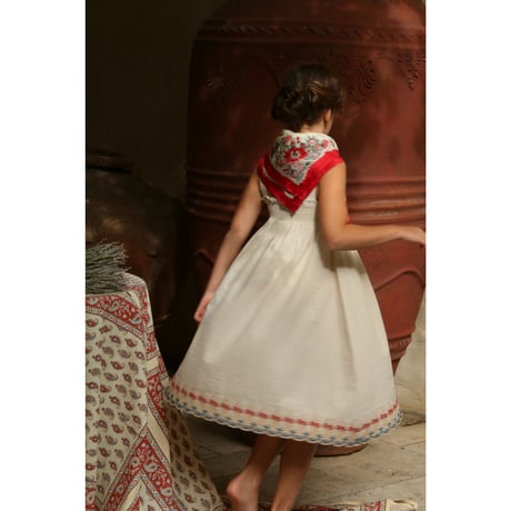 Bonjour  Skirt dress Natural cotton flex with multi color eyelet emb