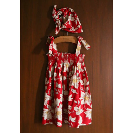 Bonjour  Skirt dress with triangle scarf Gaughin print Vanilla dyed light canvas