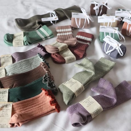 Collegien  Glitter Ribbed Varsity Crew Socks (sauge)