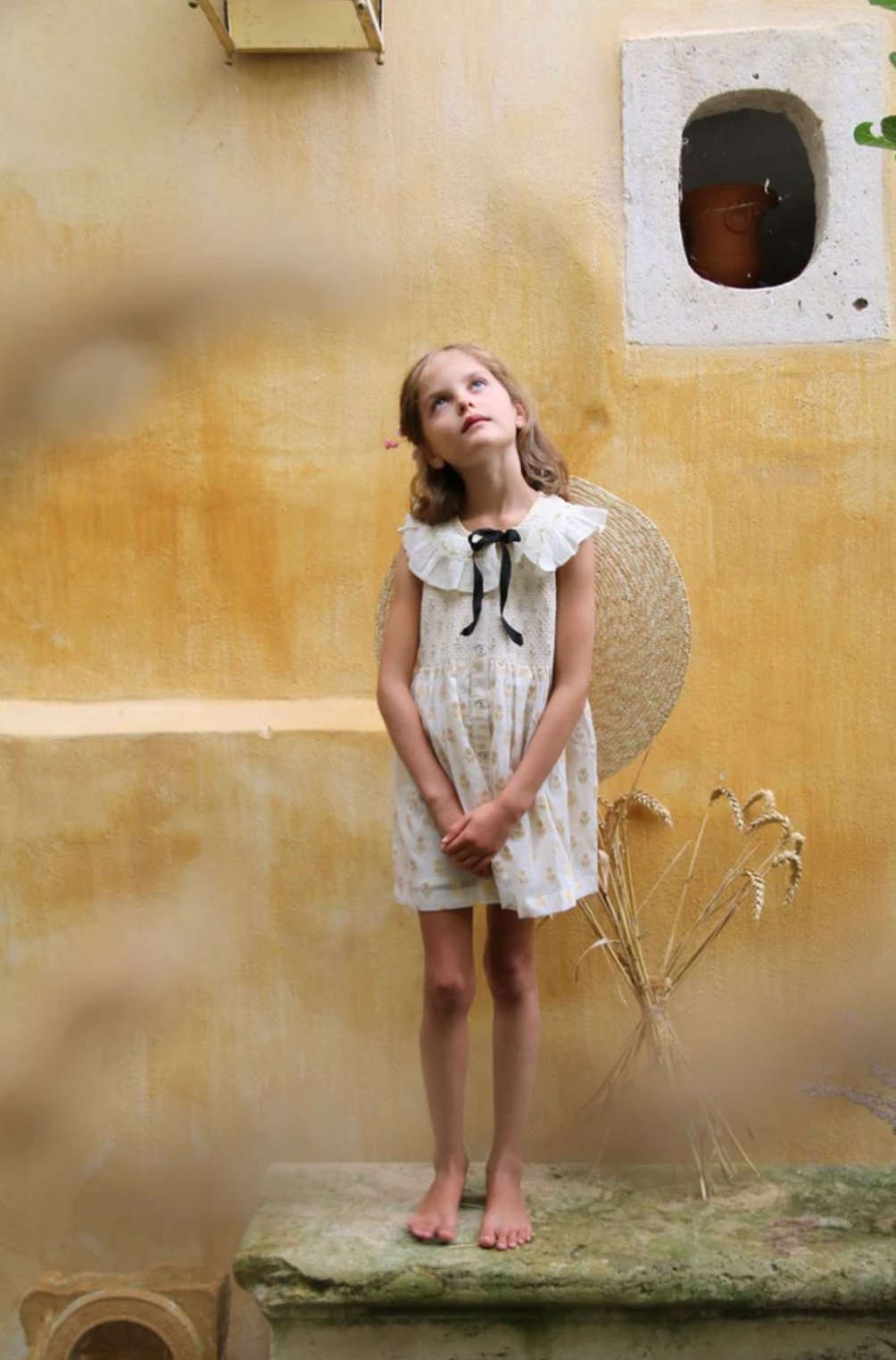 Bonjour Ibiza top+hairclip flowers lurex ecru