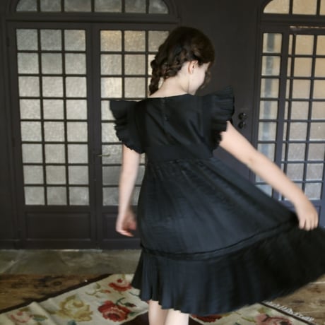 Bonjour  Dress pleated black taffetas