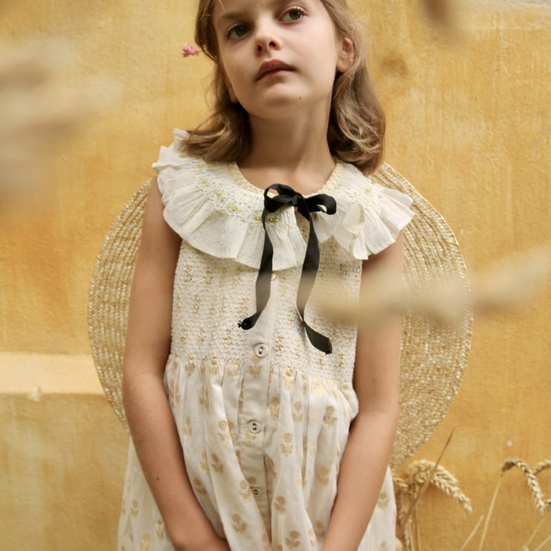 Bonjour Ibiza top+hairclip flowers lurex ecru