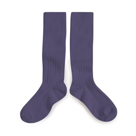 Collegien Plain Ribbed Knee-high Socks (Fleur de Lavande)