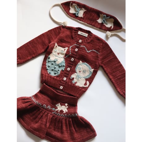 Misha&Puff  Three Little Kittens Cardigan (Madder Root)