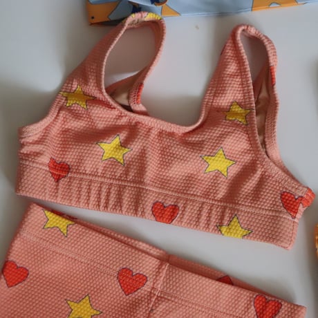 TINYCOTTONS heart stars swim set PAPAYA