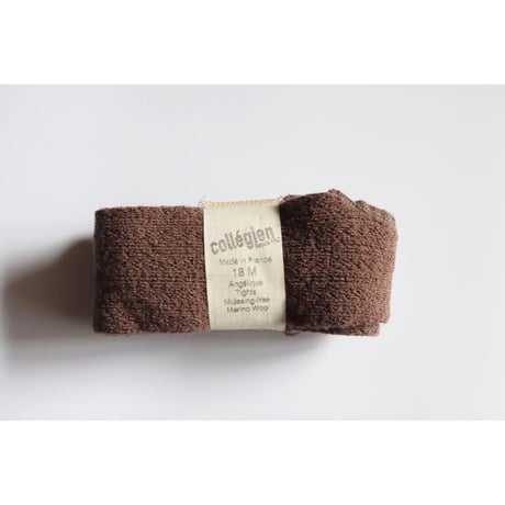 Collegien ◎Pointelle merino wool tights (Chocolat au lait)