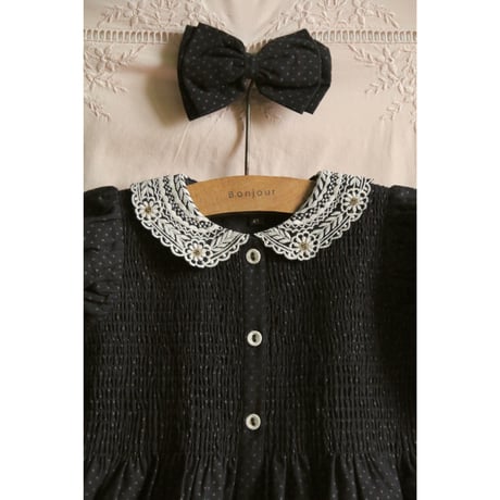 Bonjour  Tunique with hair clip black dot print
