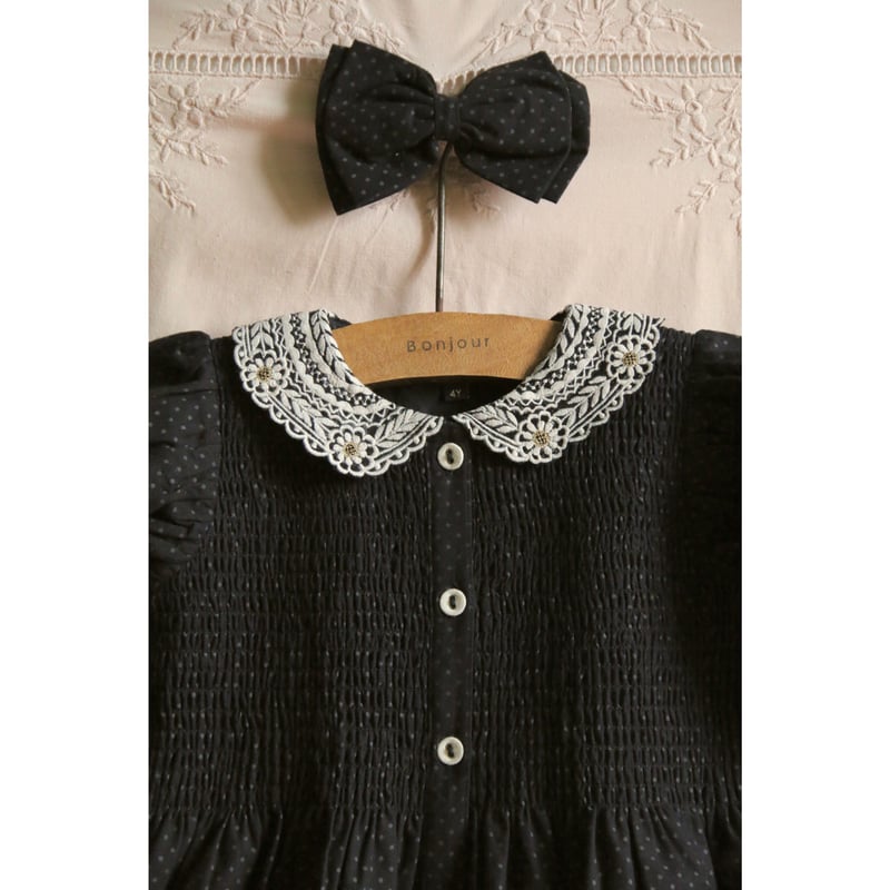 トップス Bonjour Diary Tunique velours noire 6Y BONJOUR DIARY 「Tunique With Hair Clip (Provencal Print)」- ny