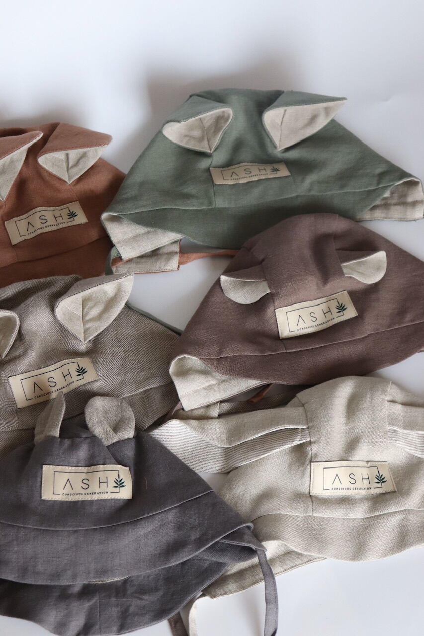 帽子 ash generation puppy bonnet 51 ASH generation bonet(squirrel×basil) | hanakao