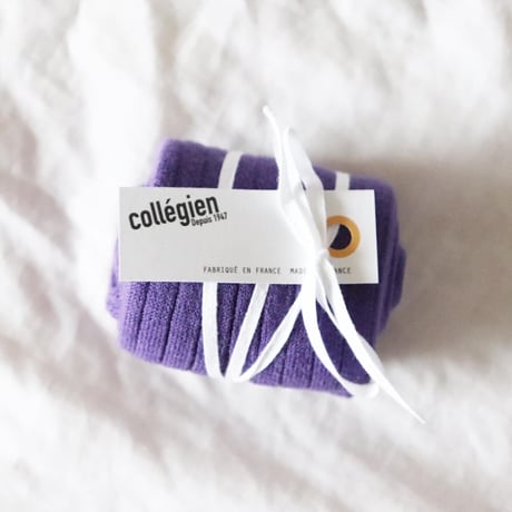 Collegien Plain Ribbed Knee-high Socks (Iris de Provence)
