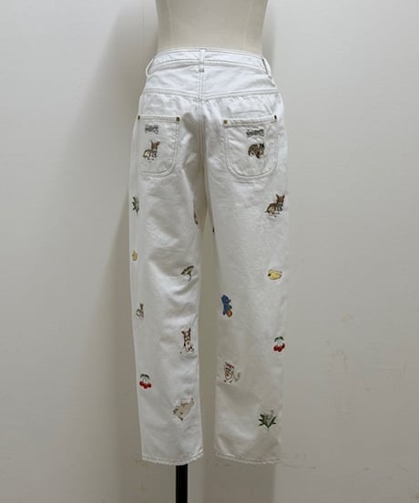【3L】fortune embroidery denim pants