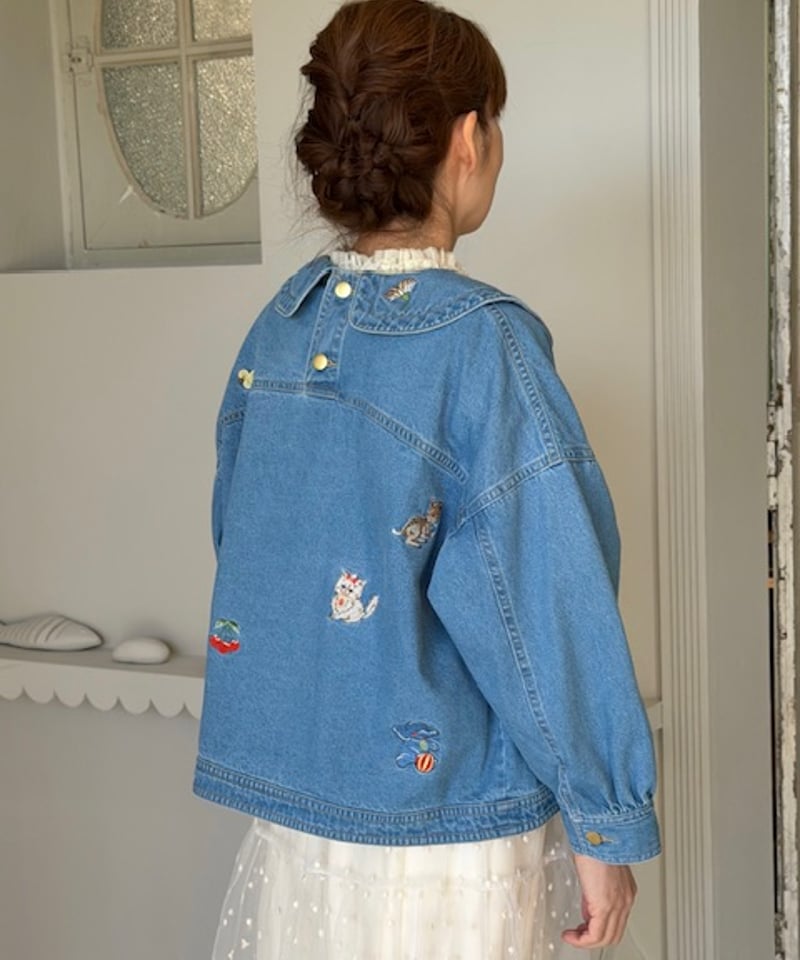 M】fortune embroidery denim jacket | yukiemon g