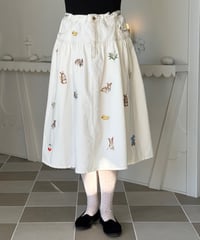 【3L】fortune embroidery denim skirt