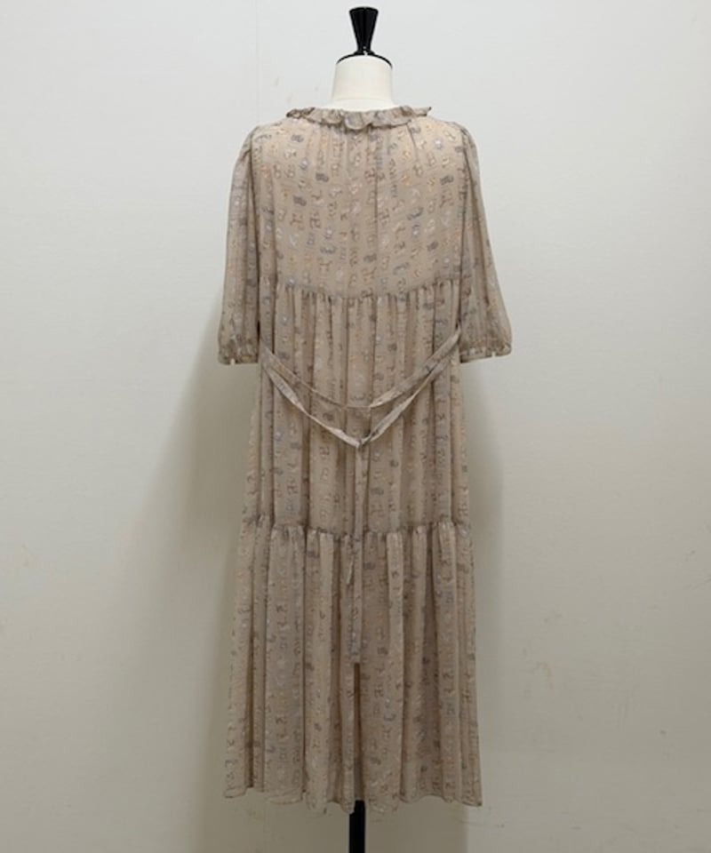 3L】five sleeve textile one-piece | yukiemon g