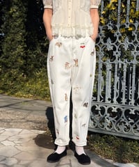 【3L】fortune embroidery denim pants