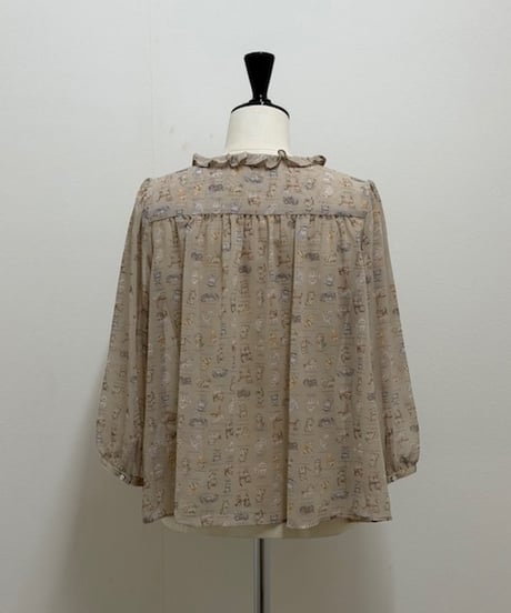 【M】elbow-sleeve textile blouse